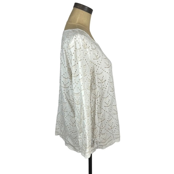 GAP white & cream eyelet bohemian women’s top SZ L - Picture 3 of 6
